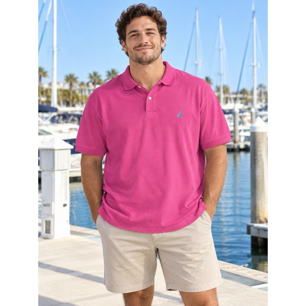 Nautica True Deck Shirt Polo Men’s XXL Raspberry Pink Cotton Blend Sailboat